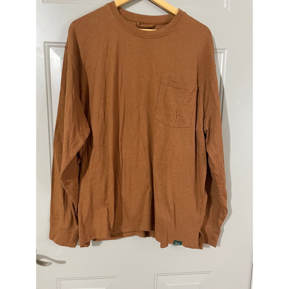 Woolrich Long Sleeve T-Shirt Mens XL Brown Excellent Pocket Green Label Heather